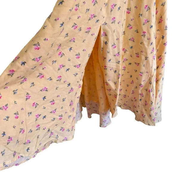 Bardot Yellow Floral Roses Ditsy Bow Tie Shoulder Midi Dress Sz 8 M - Picture 6 of 14